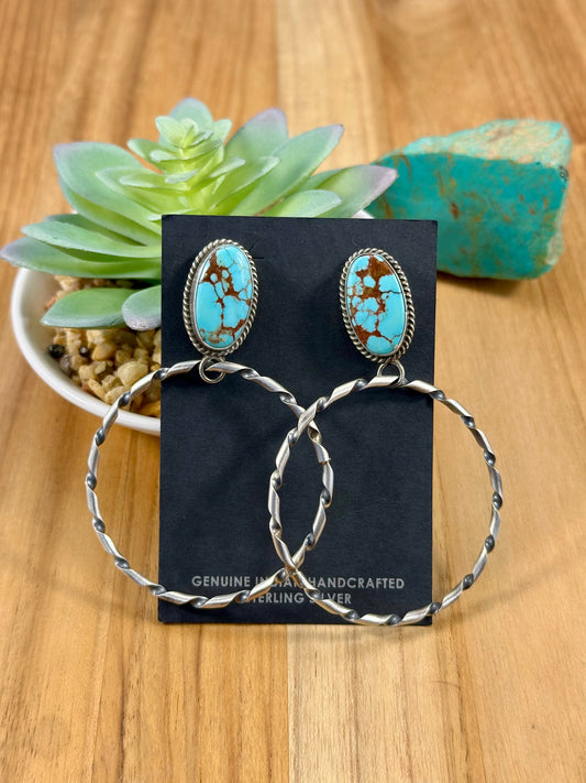 #8 Turquoise Stud Hoop Earrings