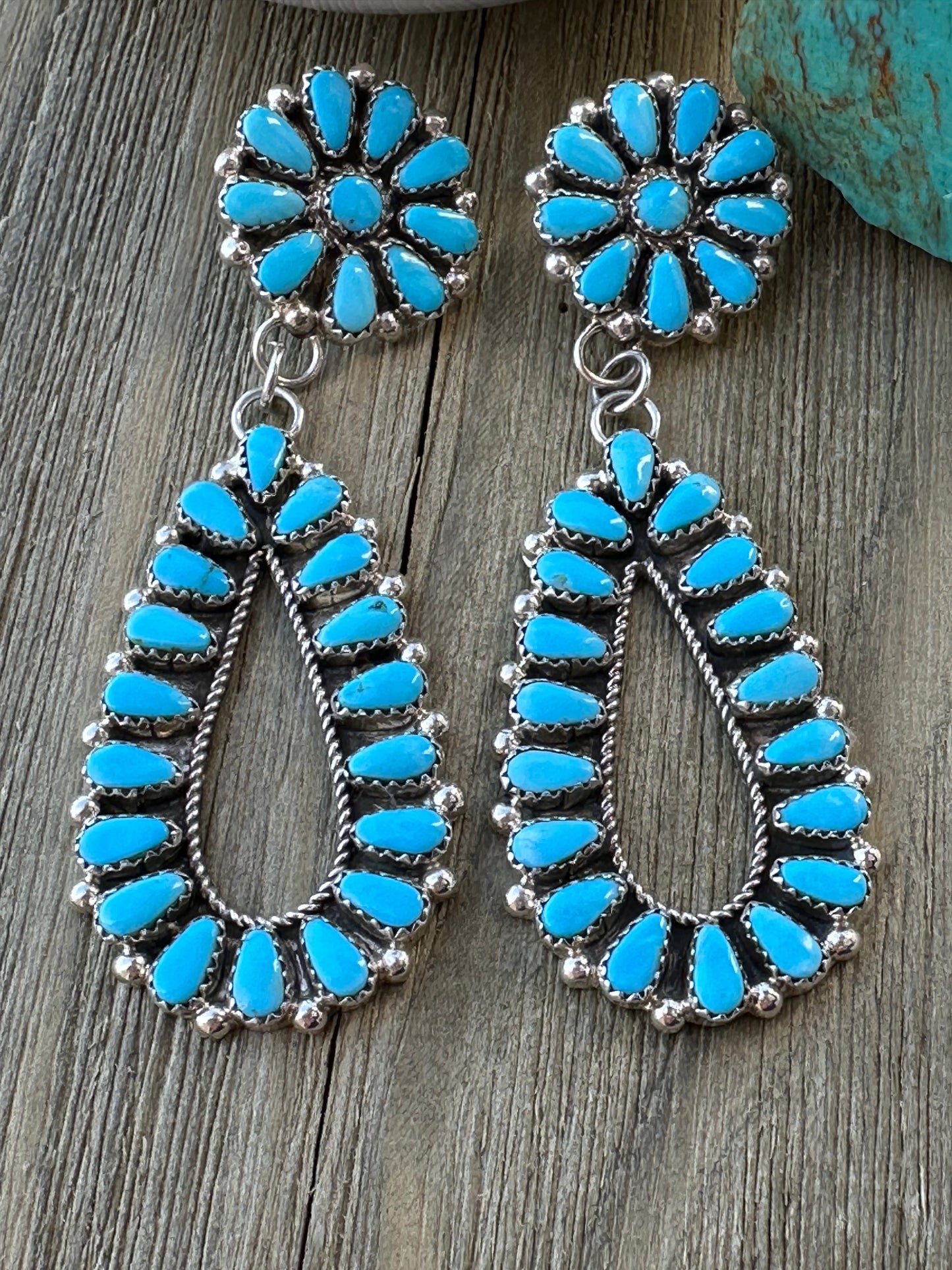 Turquoise Flower Cluster Earrings