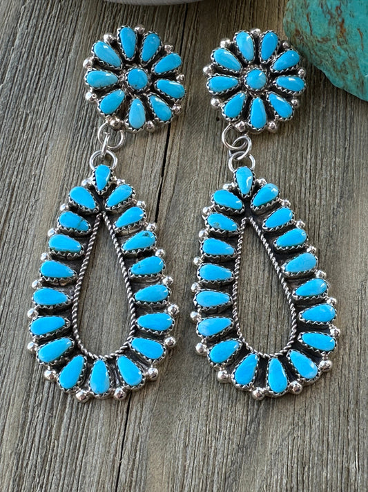 Turquoise Flower Cluster Earrings