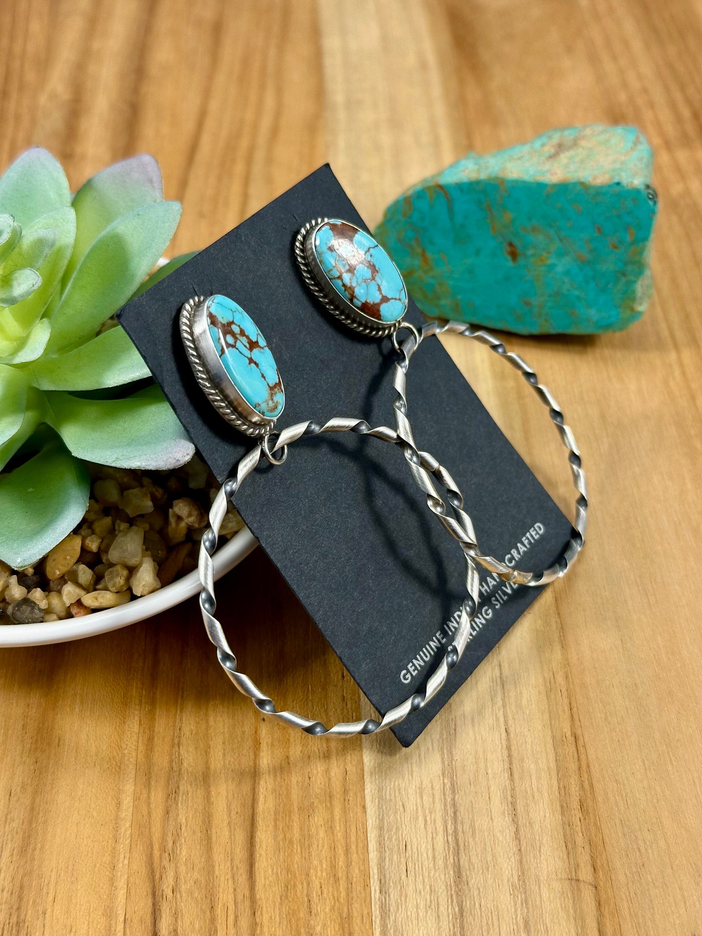 #8 Turquoise Stud Hoop Earrings