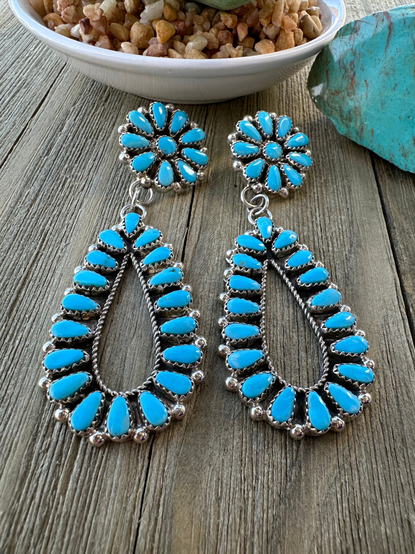 Turquoise Flower Cluster Earrings