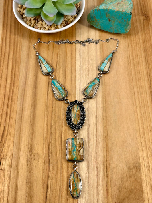 Royston Ribbon and Onyx Cluster Lariat