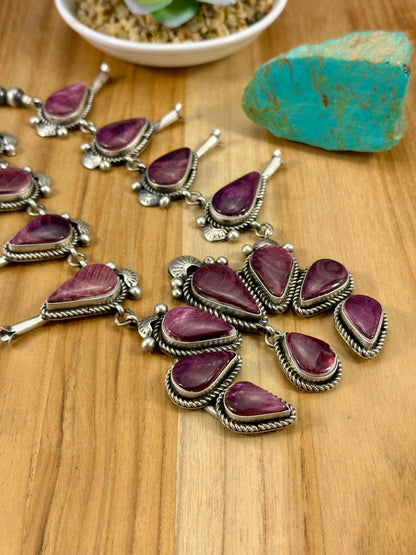 Purple Spiny Squash Blossom Necklace