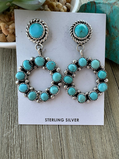 Kingman Turquoise Cluster Dangle Earrings