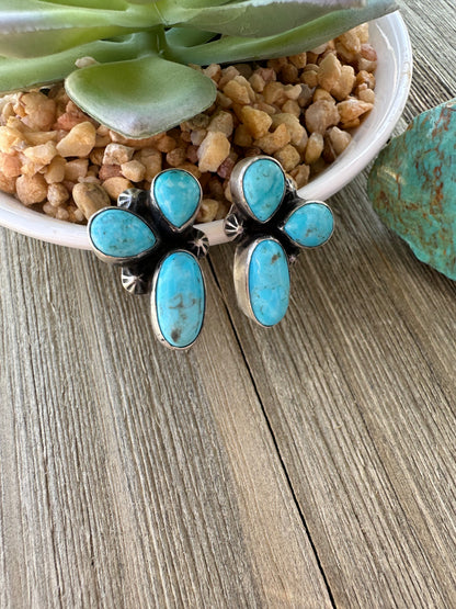 3 Stone Kingman Turquoise Earrings