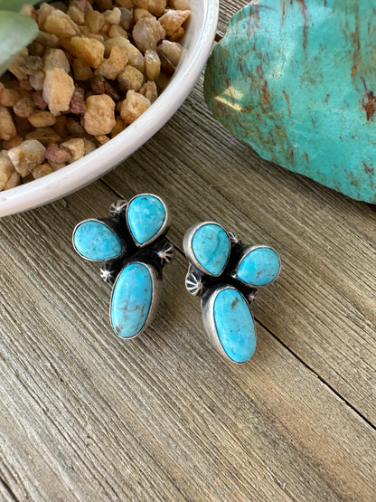 3 Stone Kingman Turquoise Earrings