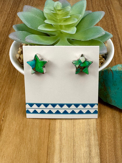 Peacock Dahlia Star Stud Earrings
