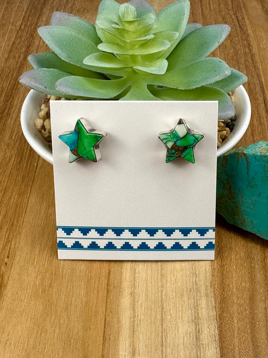 Peacock Dahlia Star Stud Earrings