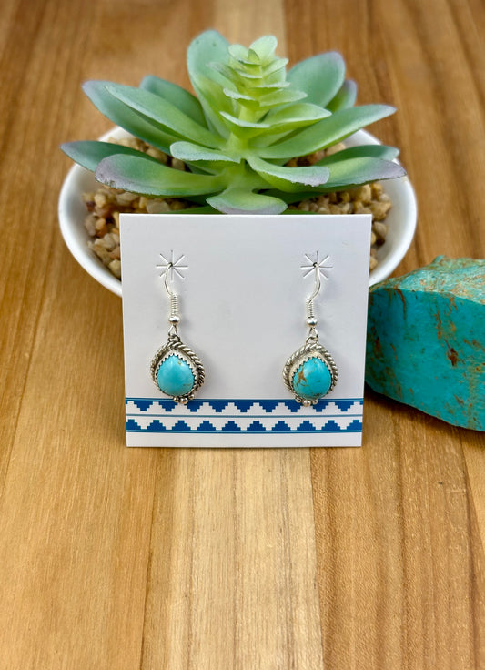 Kingman Turquoise Teardrop Dangle Earrings
