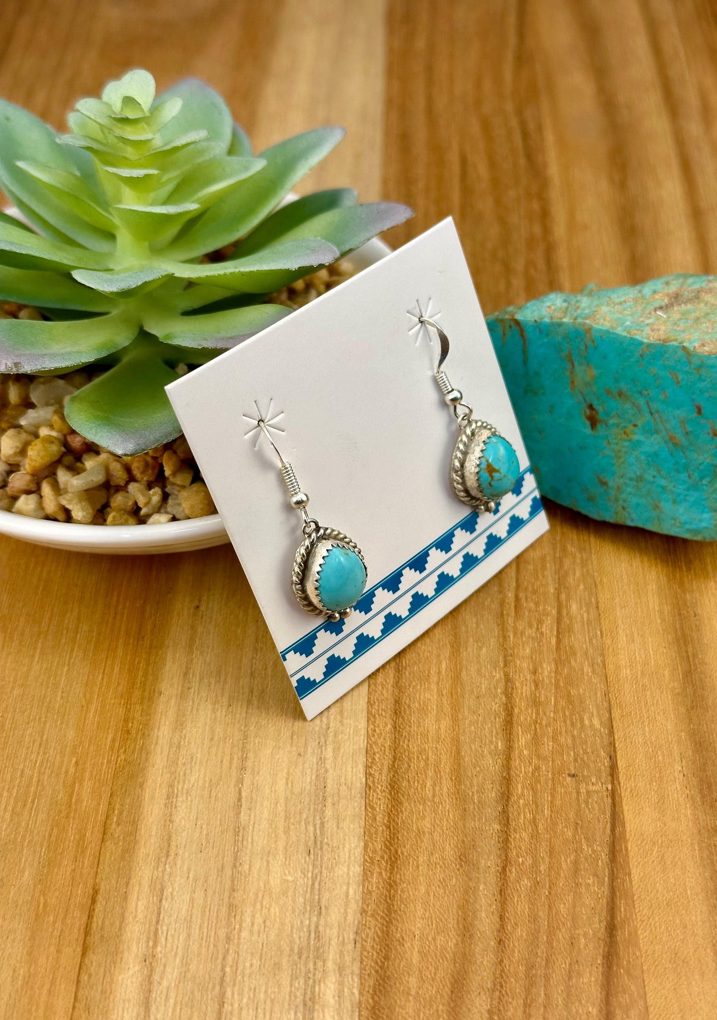 Kingman Turquoise Teardrop Dangle Earrings
