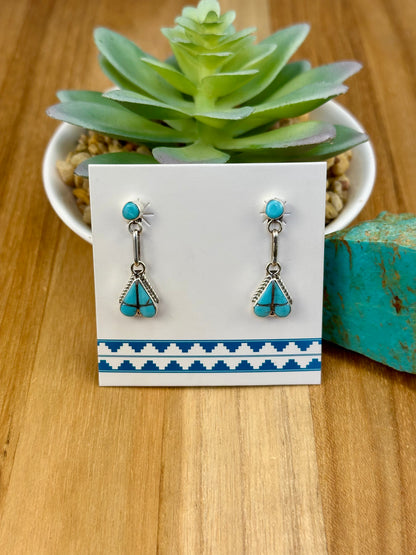 Kingman Turquoise Inlay Dangle Earrings