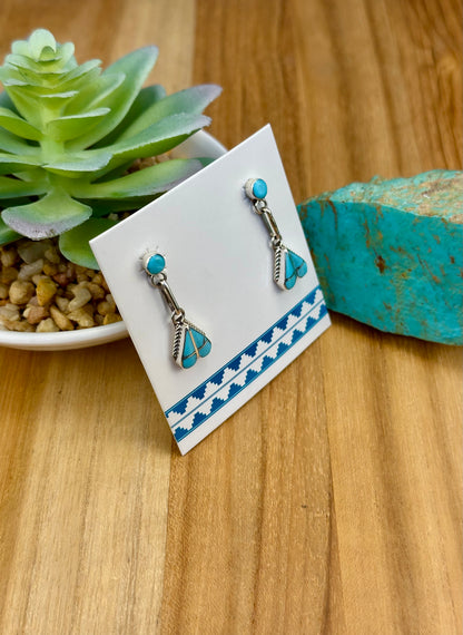 Kingman Turquoise Inlay Dangle Earrings