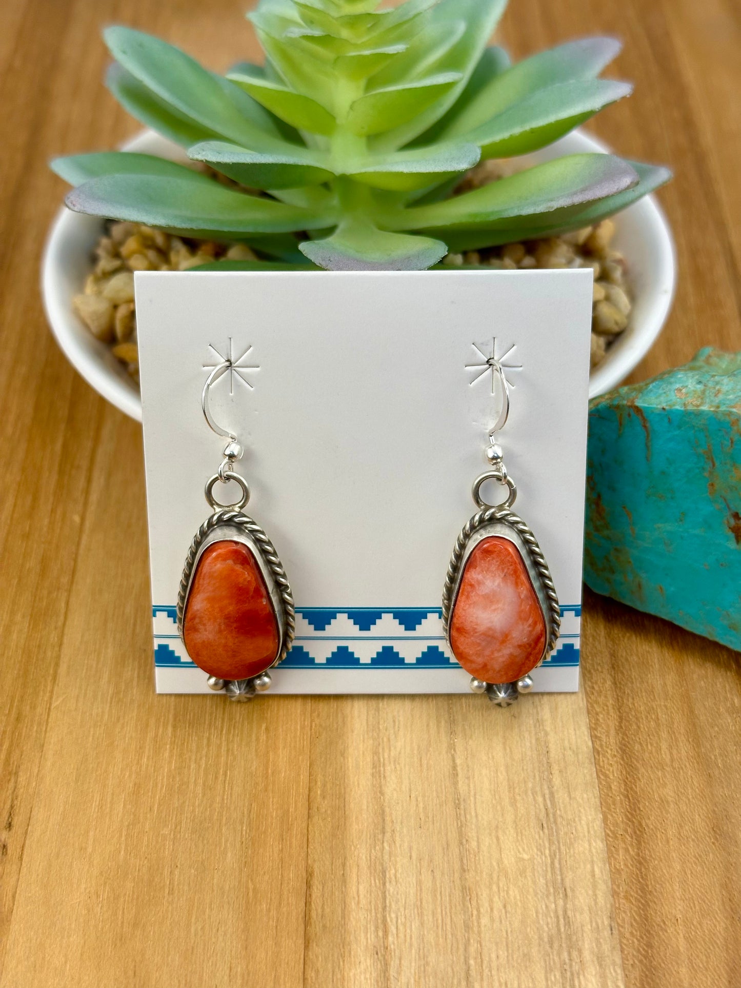 Red Spiny Sterling Dangle Earrings