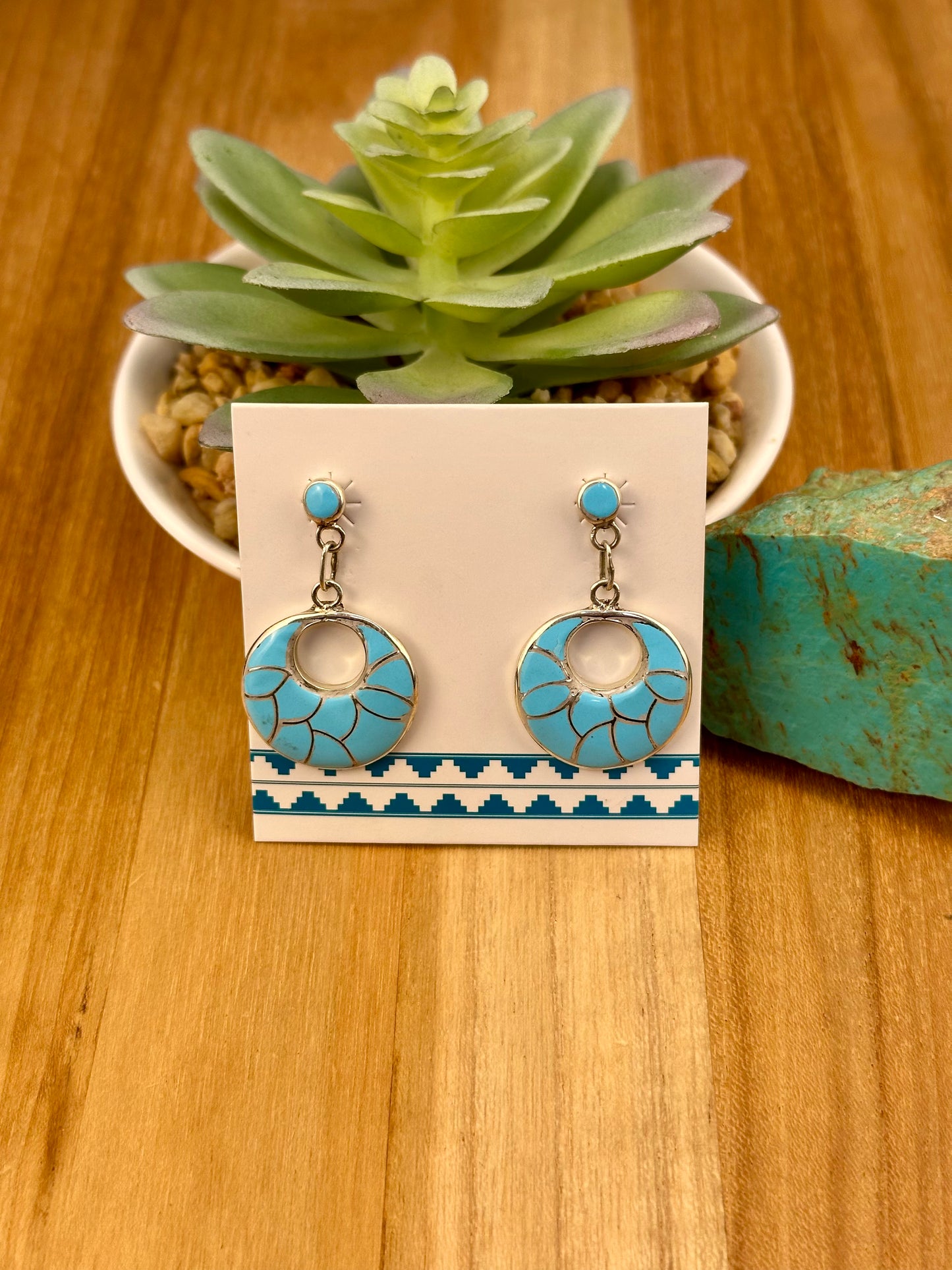 Kingman Turquoise Scale Inlay Earrings