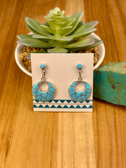 Kingman Turquoise Scale Inlay Earrings