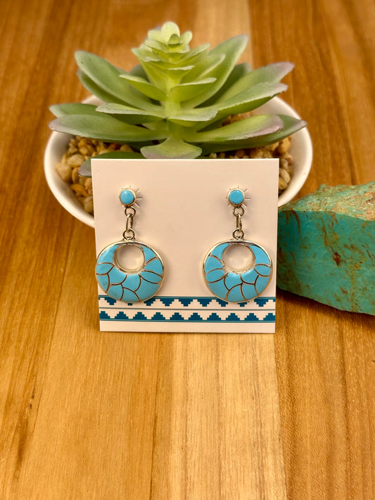 Kingman Turquoise Scale Inlay Earrings