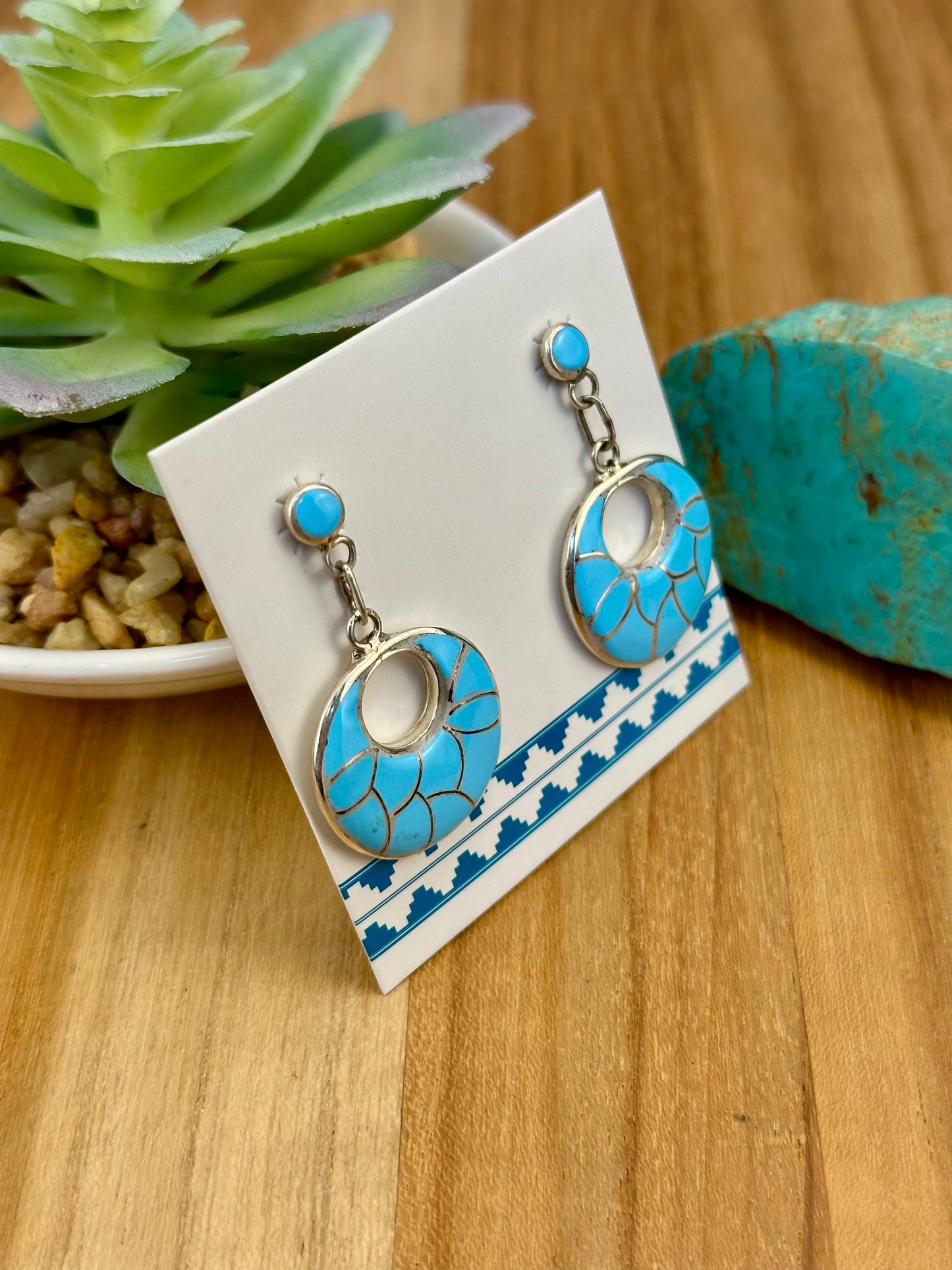 Kingman Turquoise Scale Inlay Earrings