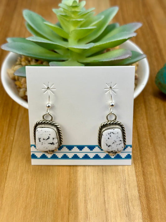 White Buffalo Sterling Dangle Earrings
