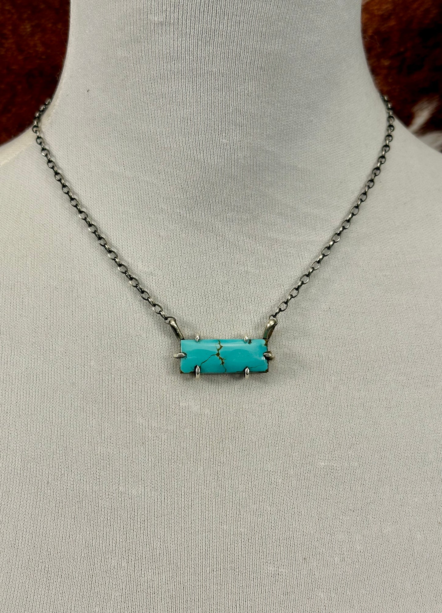 Kingman Turquoise Waterproof Bar Necklace