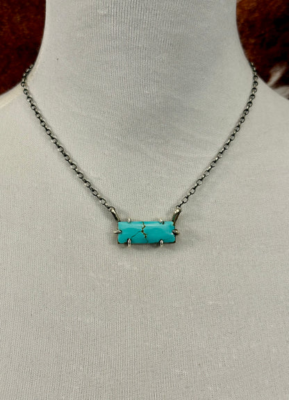 Kingman Turquoise Waterproof Bar Necklace
