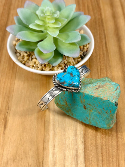 Kingman Turquoise Heart Sterling Cuff