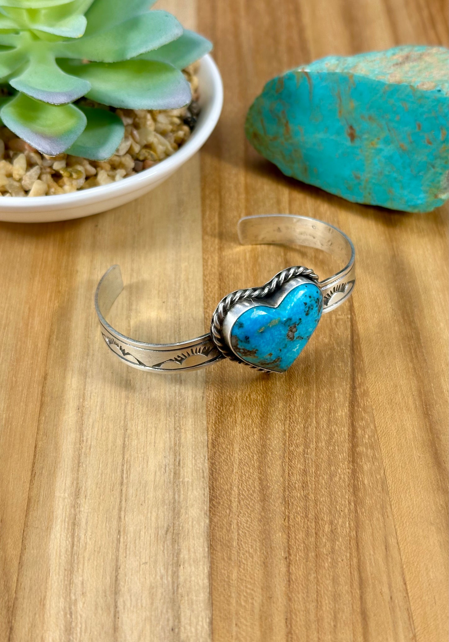 Kingman Turquoise Heart Sterling Cuff