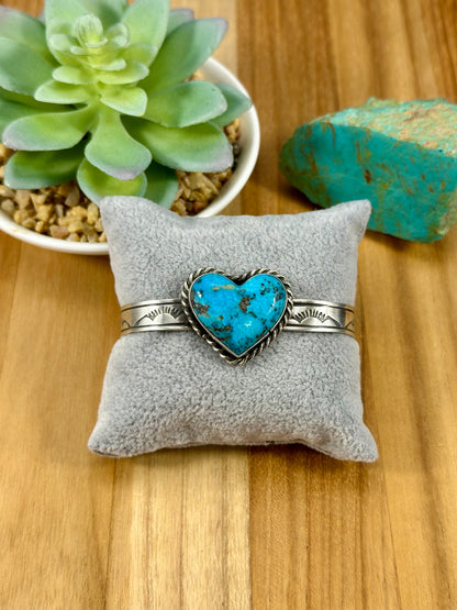 Kingman Turquoise Heart Sterling Cuff