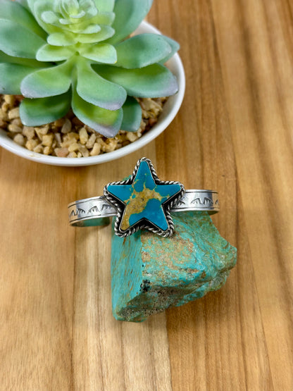 Kingman Turquoise Star Sterling Cuff