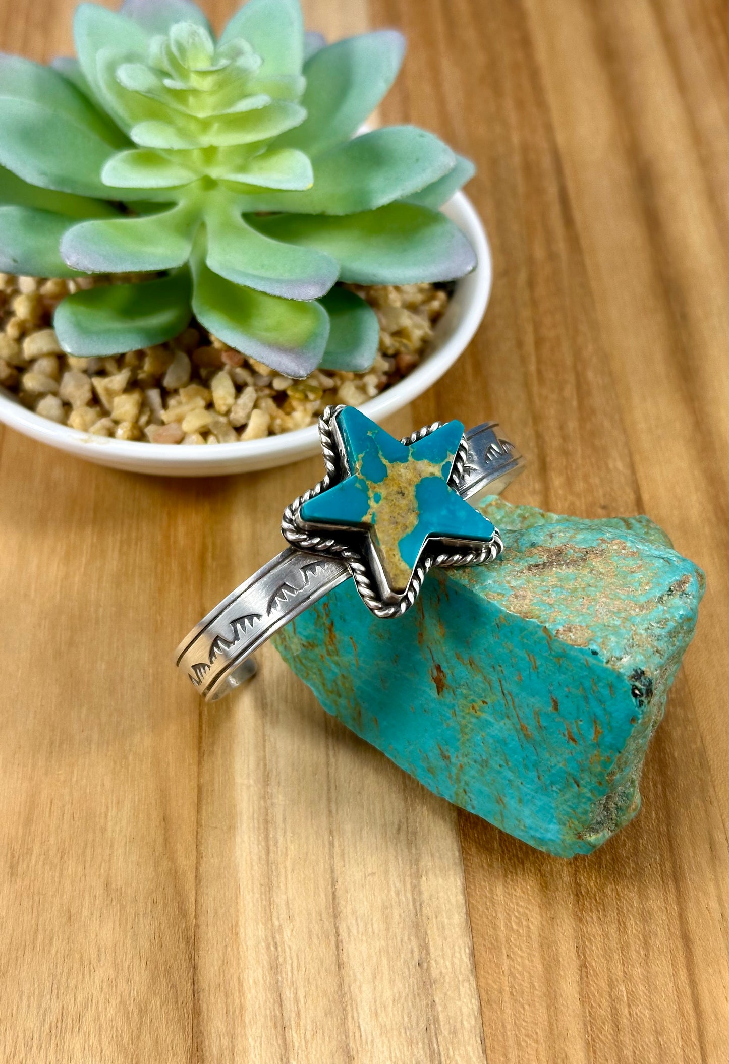 Kingman Turquoise Star Sterling Cuff