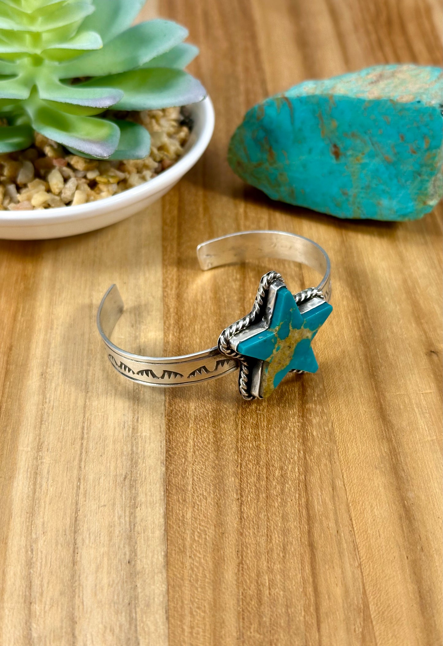 Kingman Turquoise Star Sterling Cuff