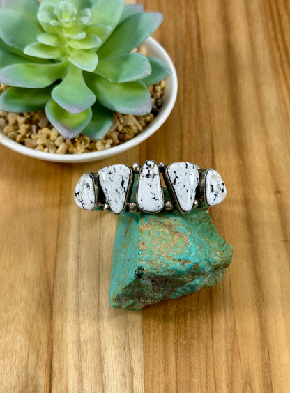 White Buffalo 5 Stone Sterling Cuff