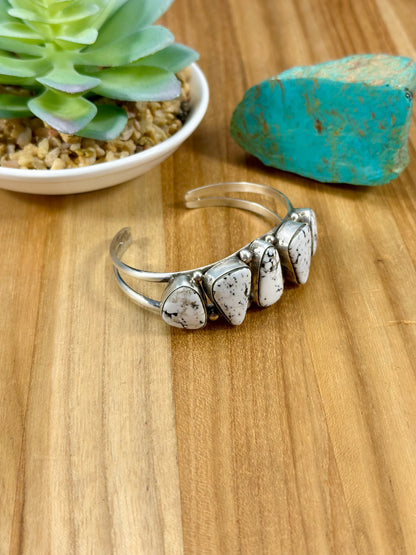 White Buffalo 5 Stone Sterling Cuff