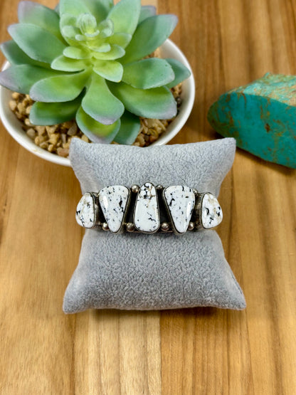White Buffalo 5 Stone Sterling Cuff