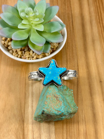 Kingman Turquoise Star Sterling Cuff