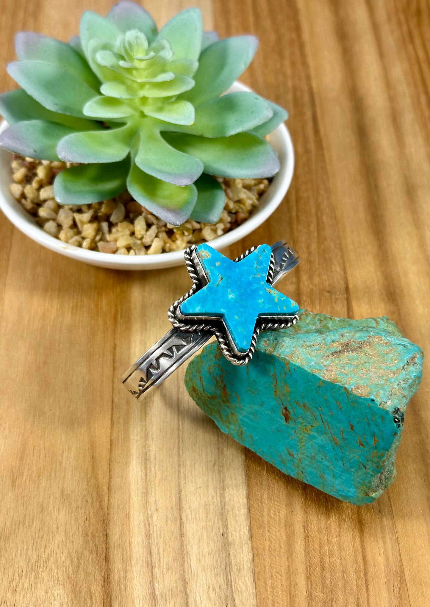 Kingman Turquoise Star Sterling Cuff
