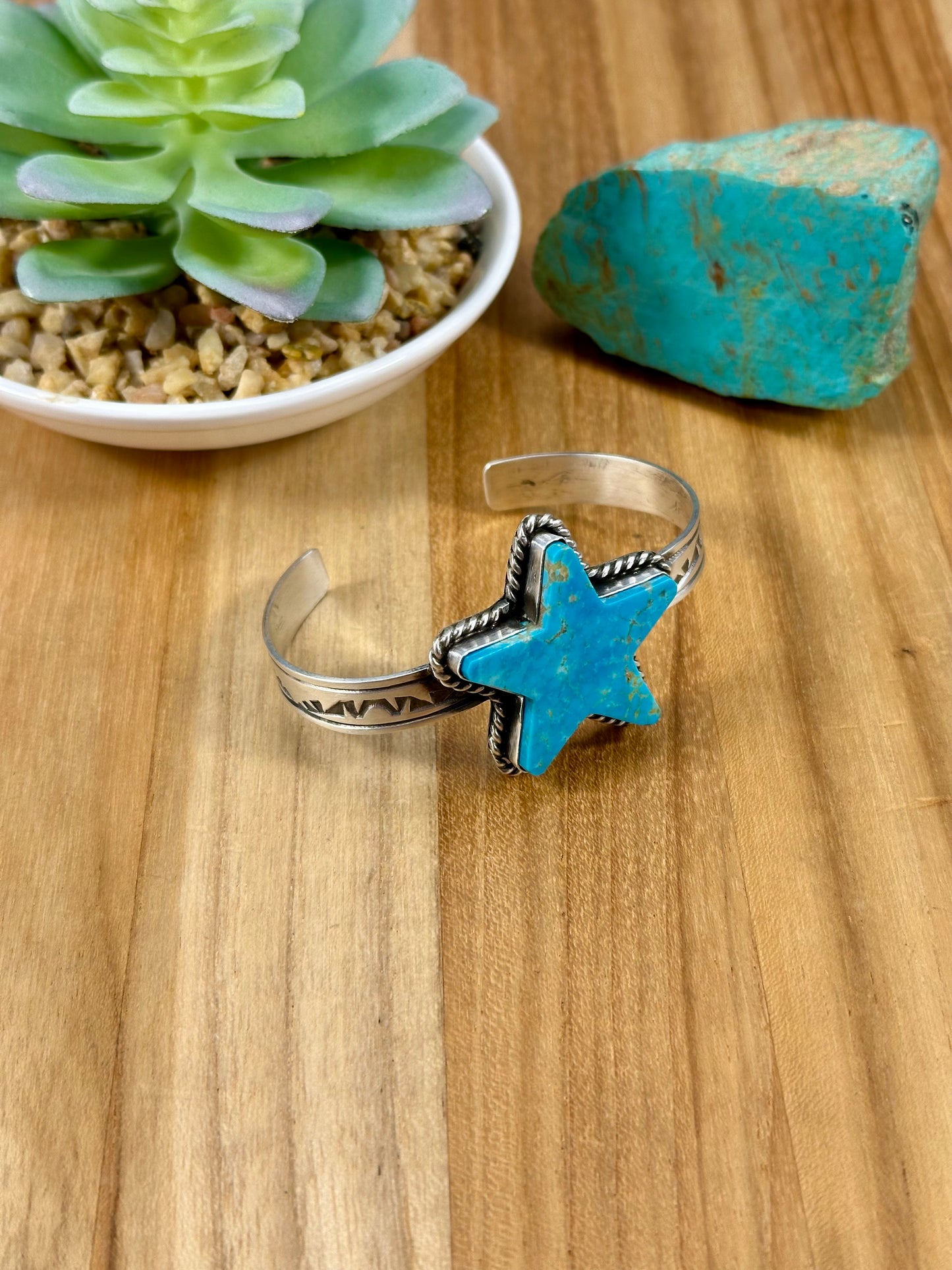 Kingman Turquoise Star Sterling Cuff