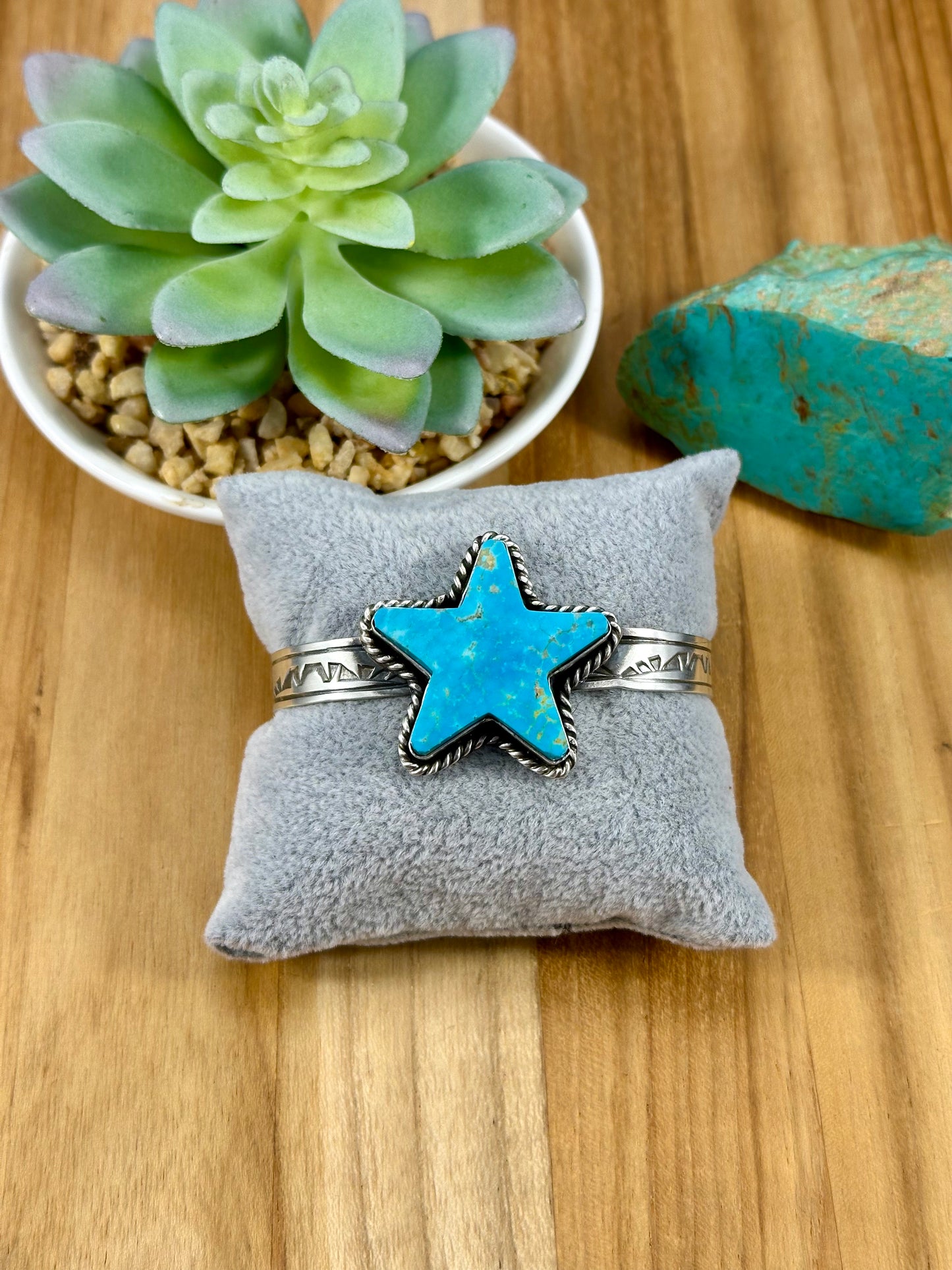 Kingman Turquoise Star Sterling Cuff