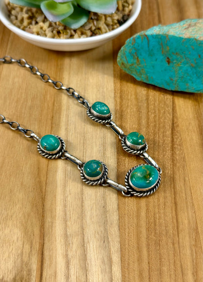 Kingman Turquoise 5 Stone Choker Necklace