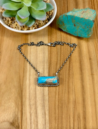 Kingman Turquoise Bar Sterling Necklace
