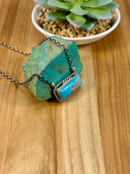Kingman Turquoise Bar Sterling Necklace