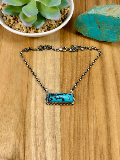 Kingman Turquoise Bar Sterling Necklace