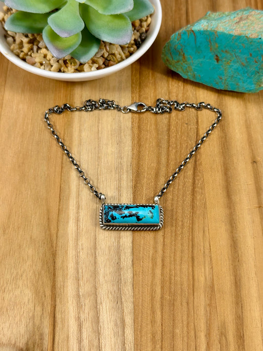 Kingman Turquoise Bar Sterling Necklace