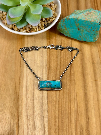 Kingman Turquoise Bar Sterling Necklace