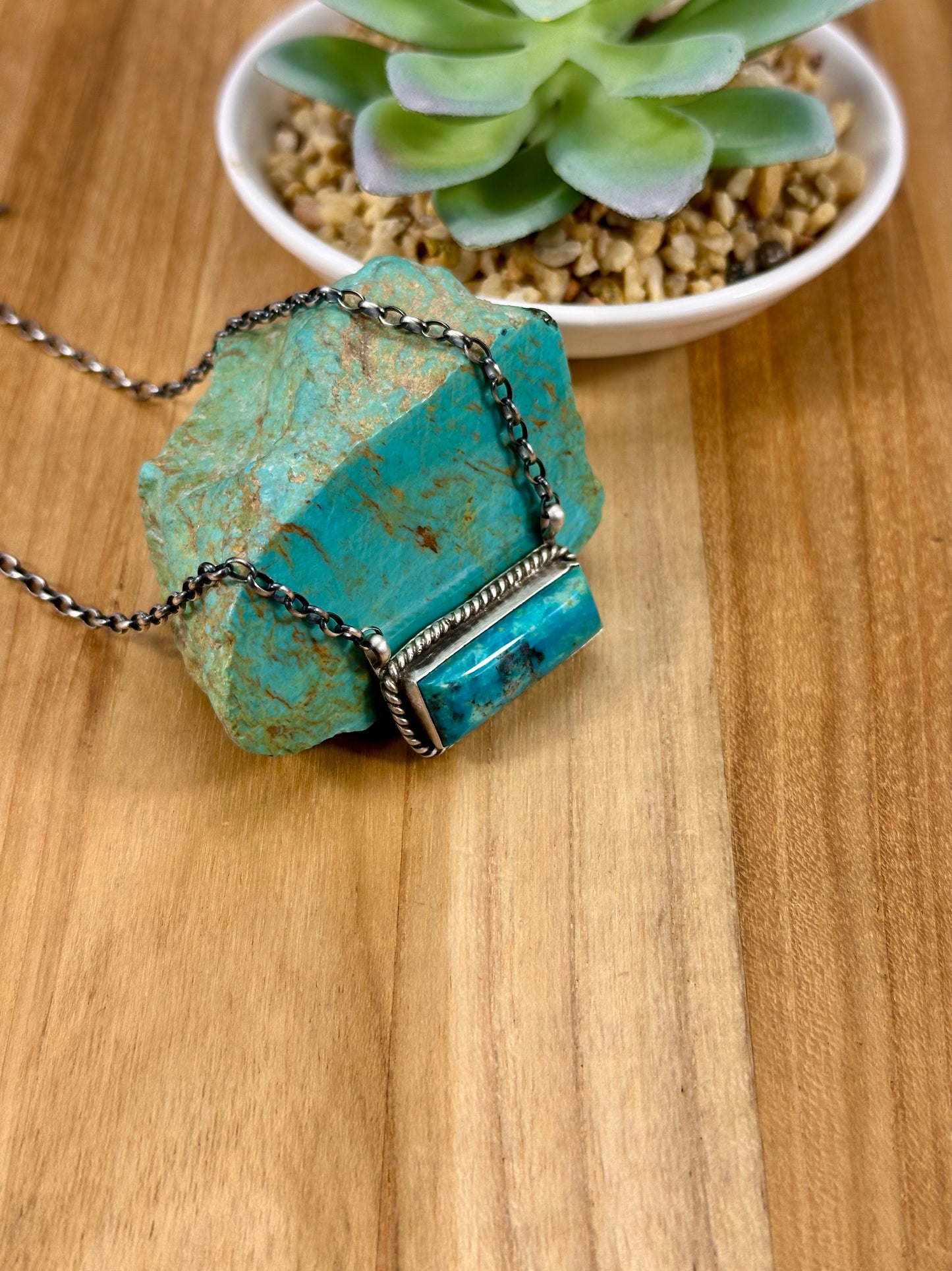 Kingman Turquoise Bar Sterling Necklace