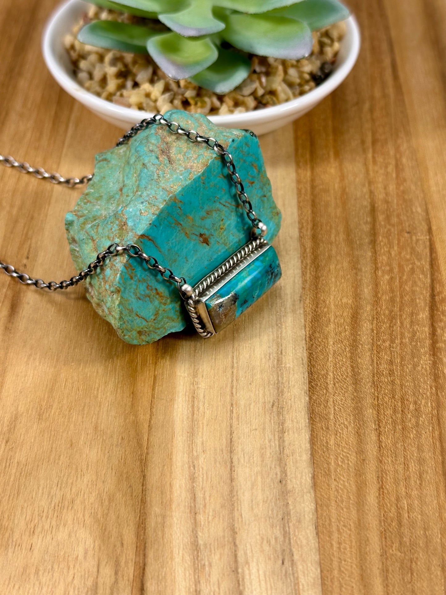 Kingman Turquoise Bar Sterling Necklace