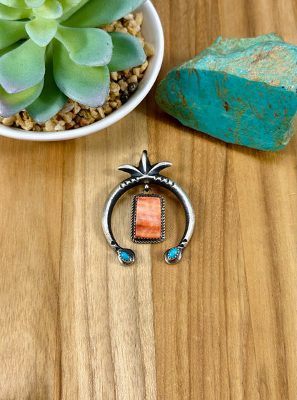 Red Spiny & Kingman Turquoise Naja Pendant