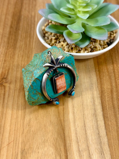 Red Spiny & Kingman Turquoise Naja Pendant