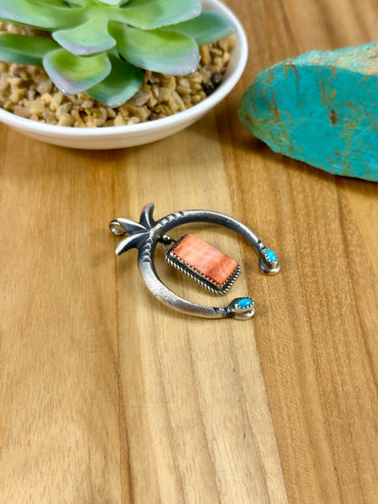 Red Spiny & Kingman Turquoise Naja Pendant