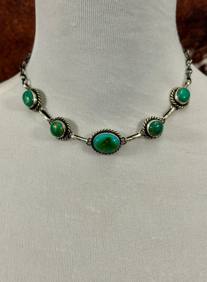 Kingman Turquoise 5 Stone Choker Necklace