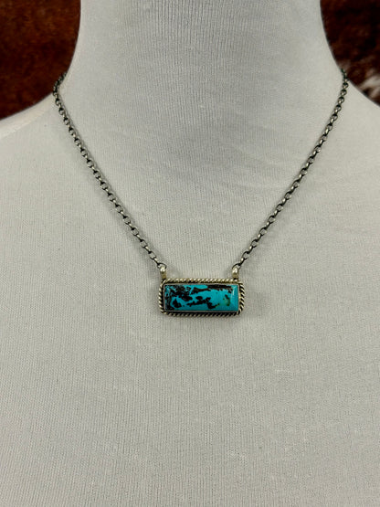 Kingman Turquoise Bar Sterling Necklace